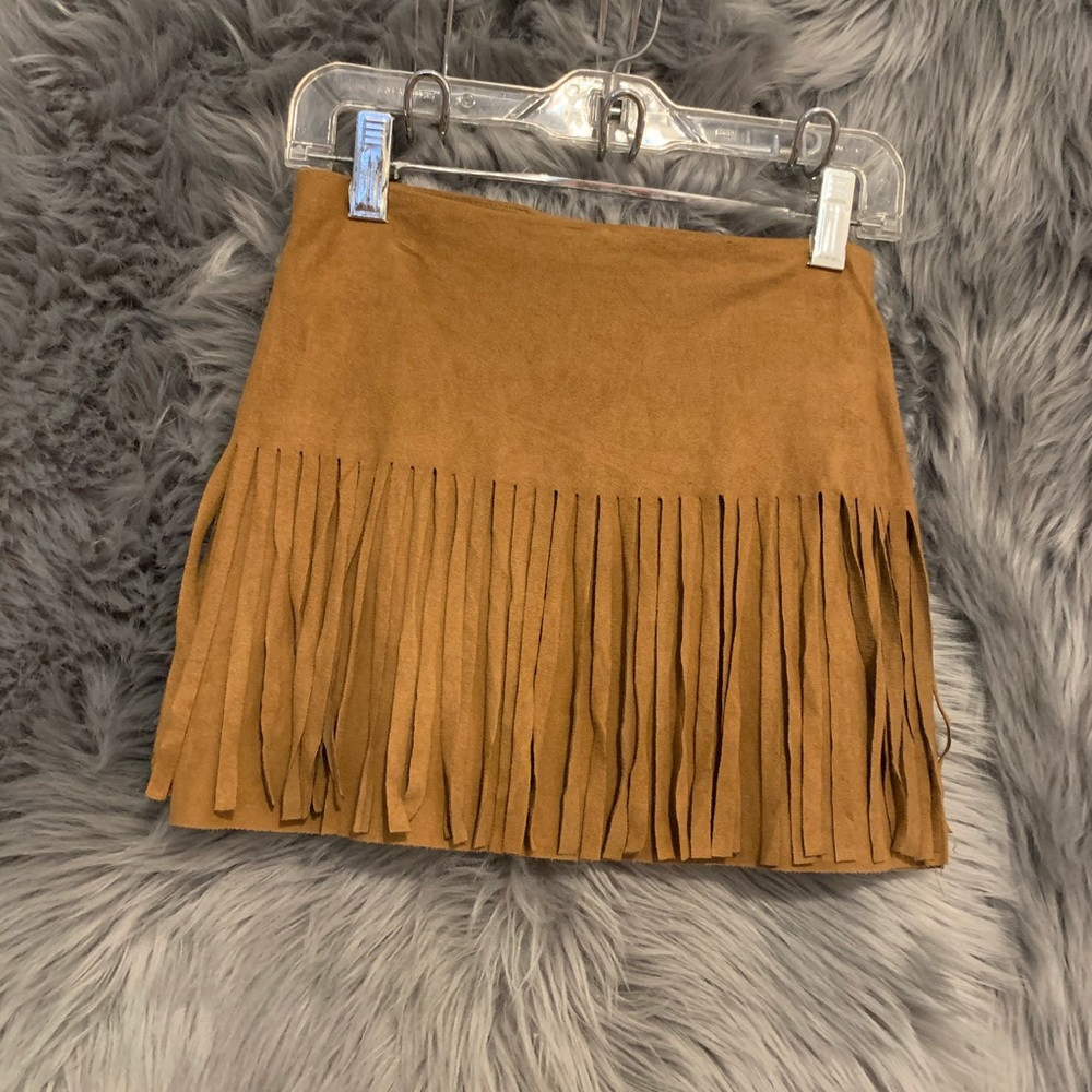 Fringe suede skirt